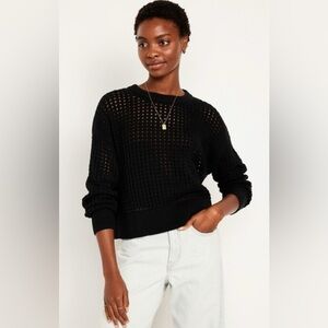 Old Navy Women's Black Open-Knit Sweater